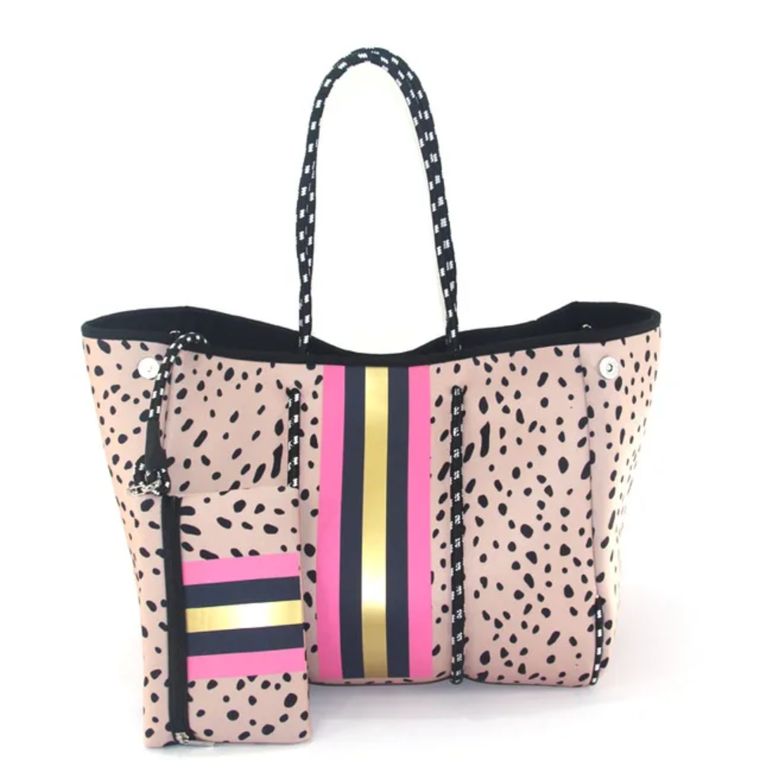 Neoprene Large Tote - NudePink/Gold