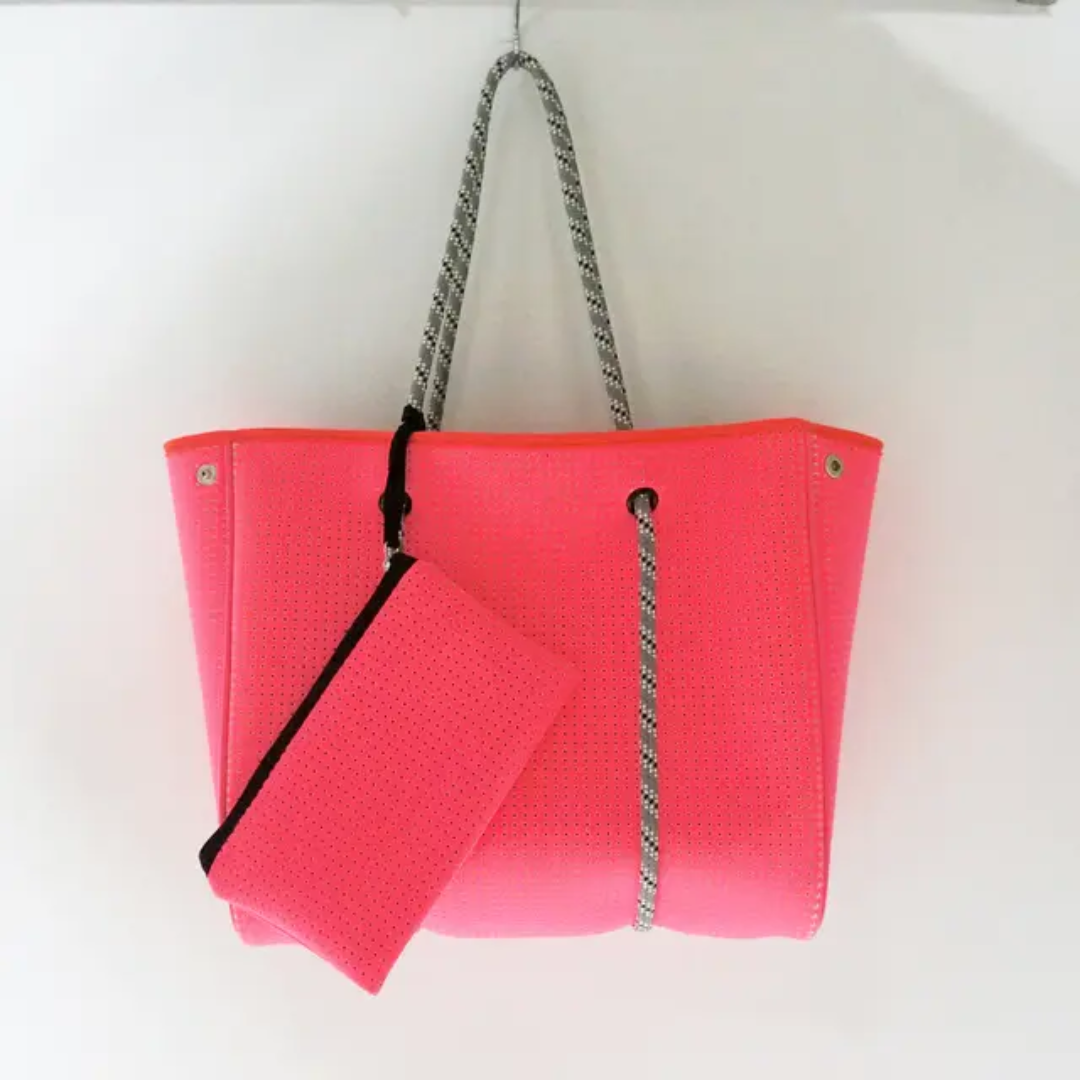 Neoprene Tote Handbag by Satchella Originals - Dark Brown