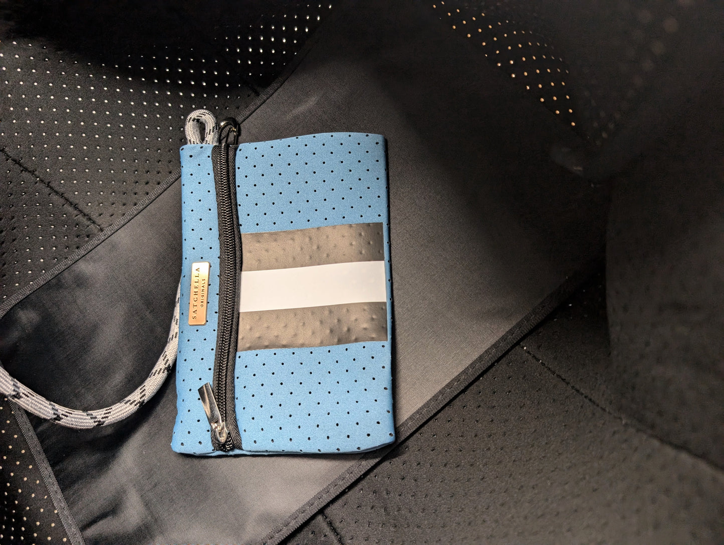 Printed Neoprene Large Tote by Satchella Originals - Blue/White