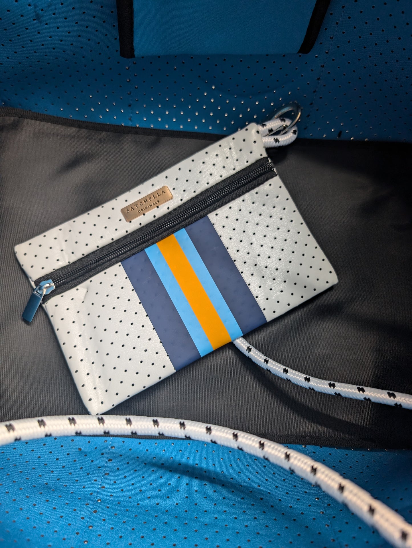 Printed Neoprene Large Tote Bag by Satchella Originals - Blue/White