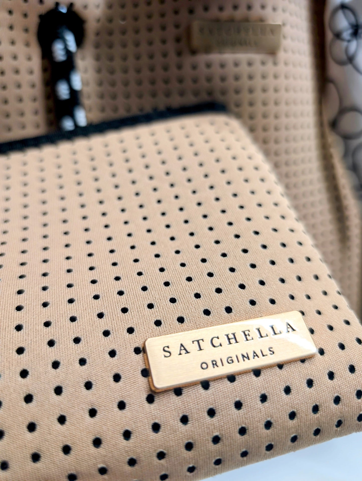 Nude Neoprene Tote (Medium) with pouch and ribbon scarf - by Satchella Originals