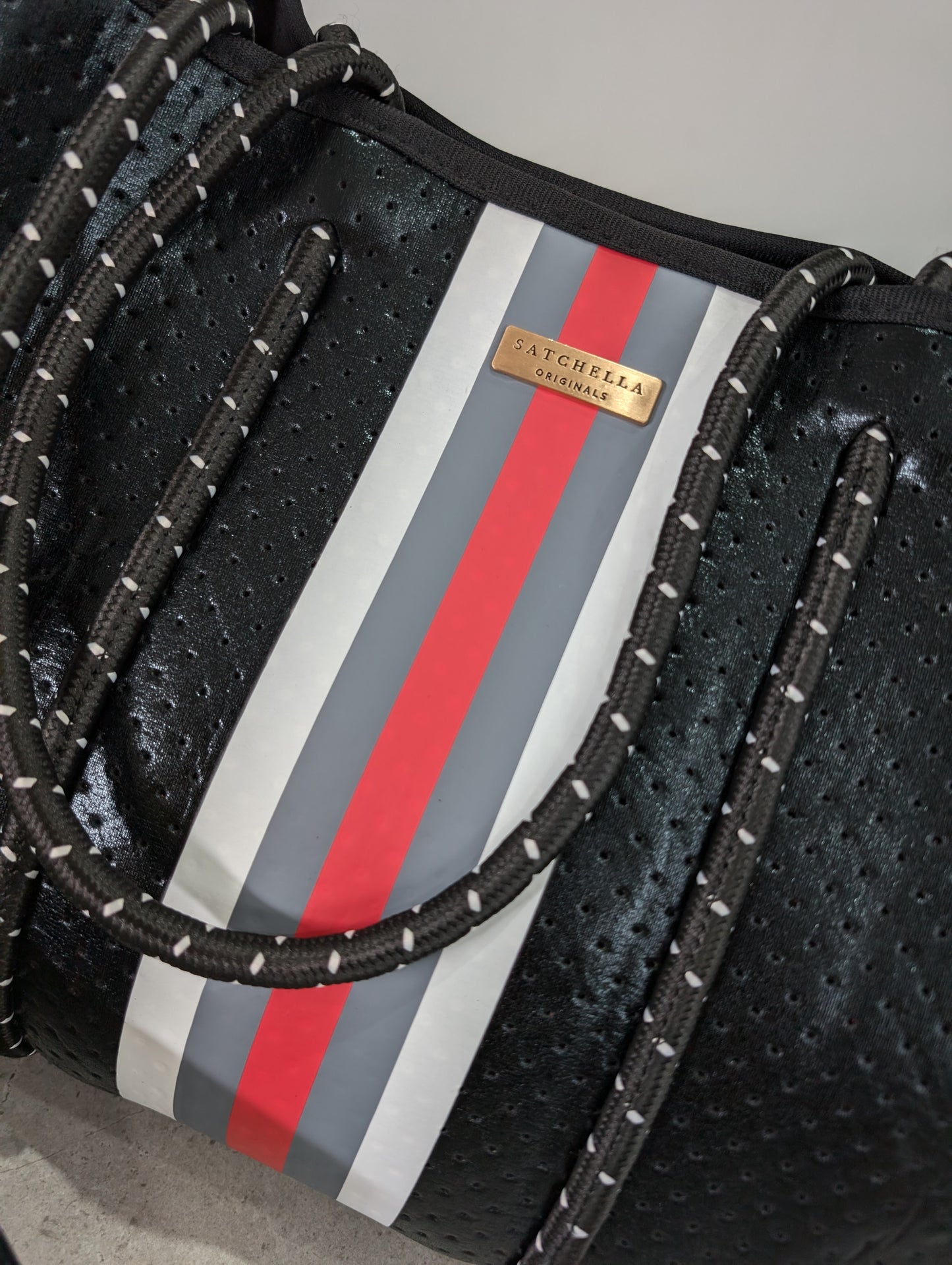 Printed Neoprene Large Tote by Satchella Originals - Black/Red