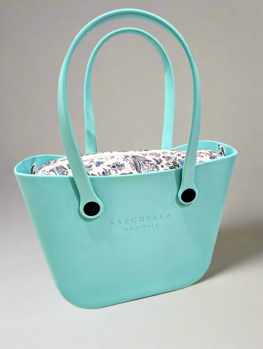 EVA Handbag with Floral Insert - Aqua Blue