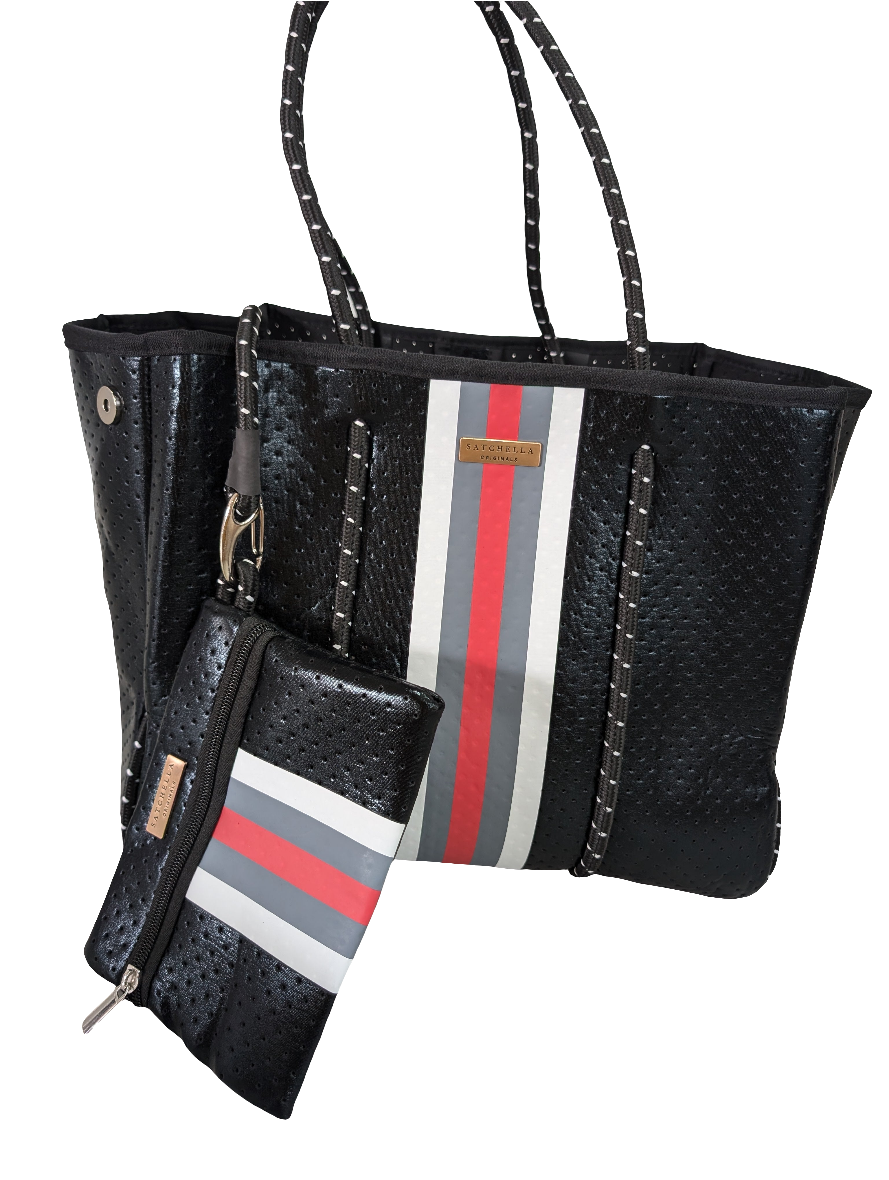 Printed Neoprene Large Tote by Satchella Originals - Black/Red