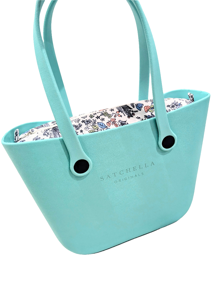 EVA Handbag with Floral Insert - Aqua Blue