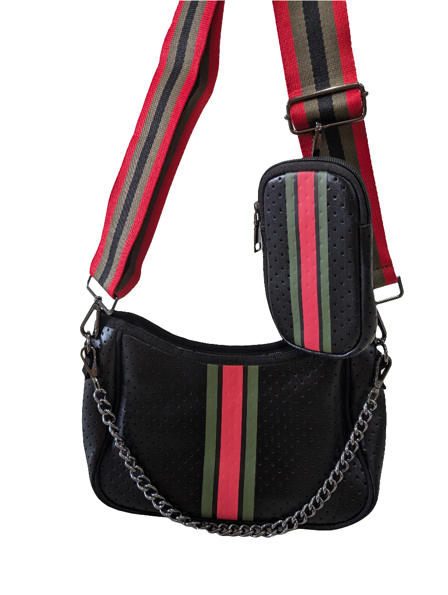 Handbag Neoprene with pouch - Black/Red