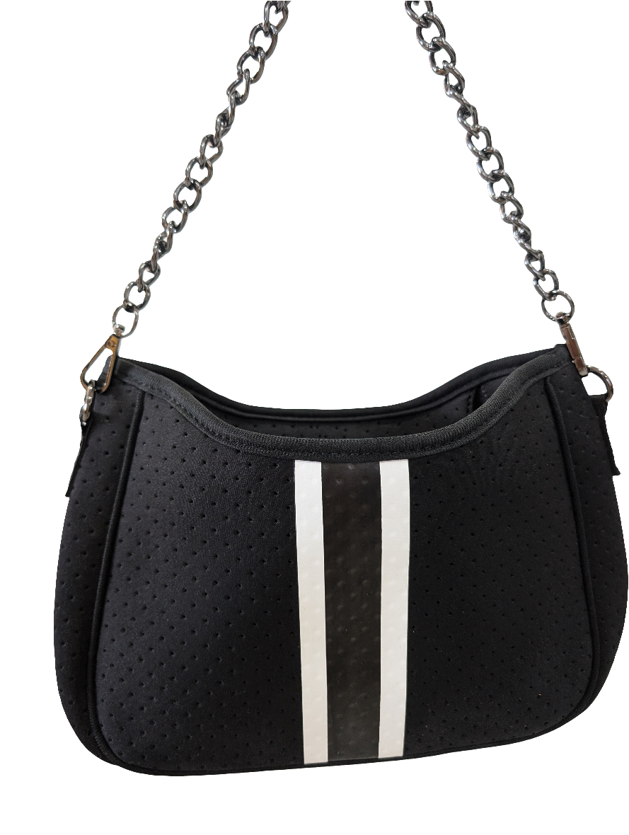 Handbag Neoprene with pouch - Black/White