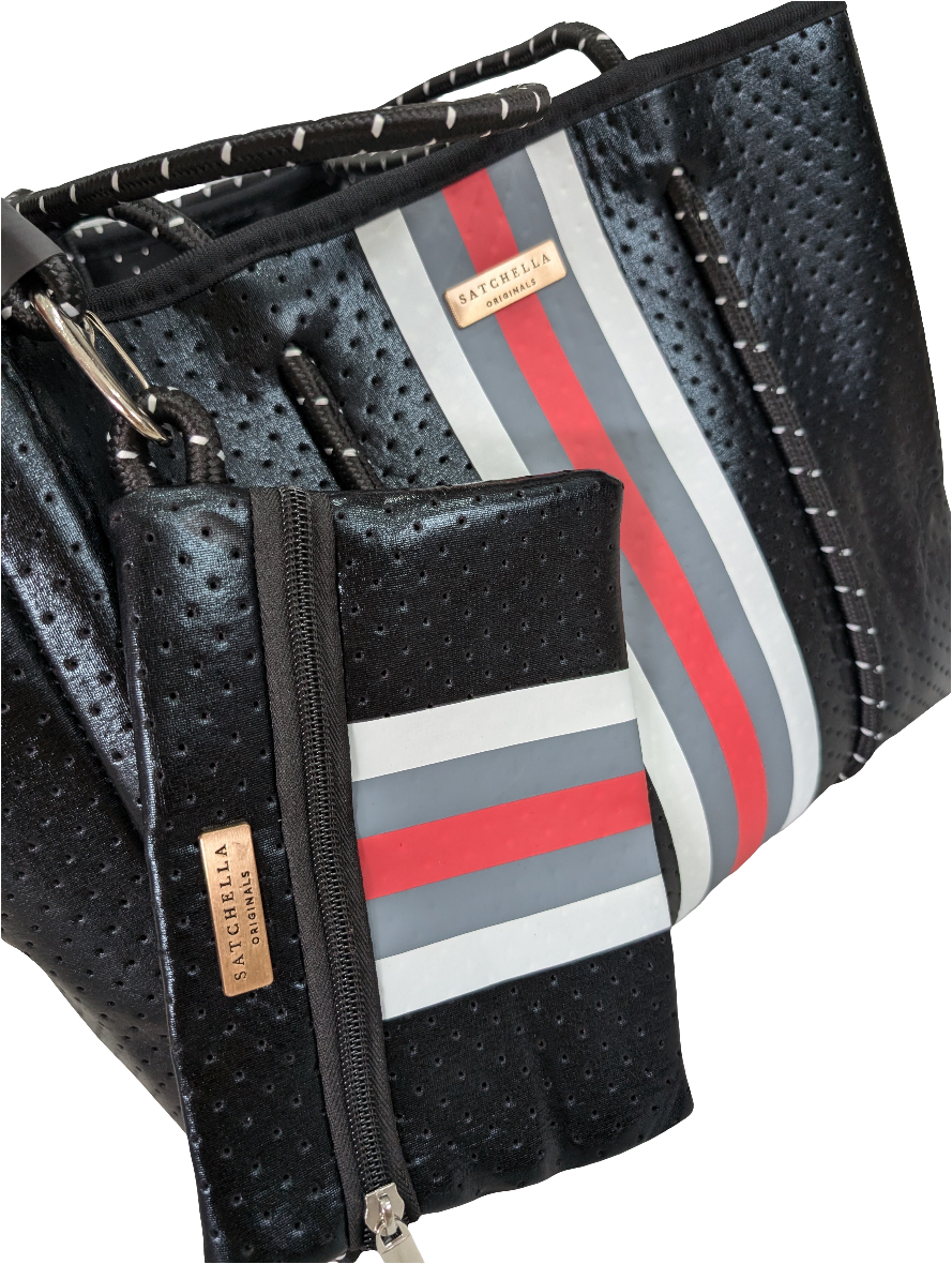 Printed Neoprene Large Tote by Satchella Originals - Black/Red