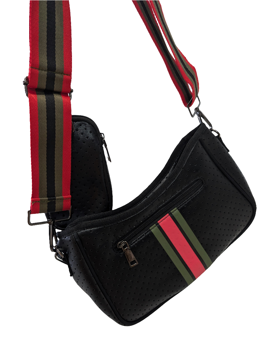 Handbag Neoprene with pouch - Black/Red
