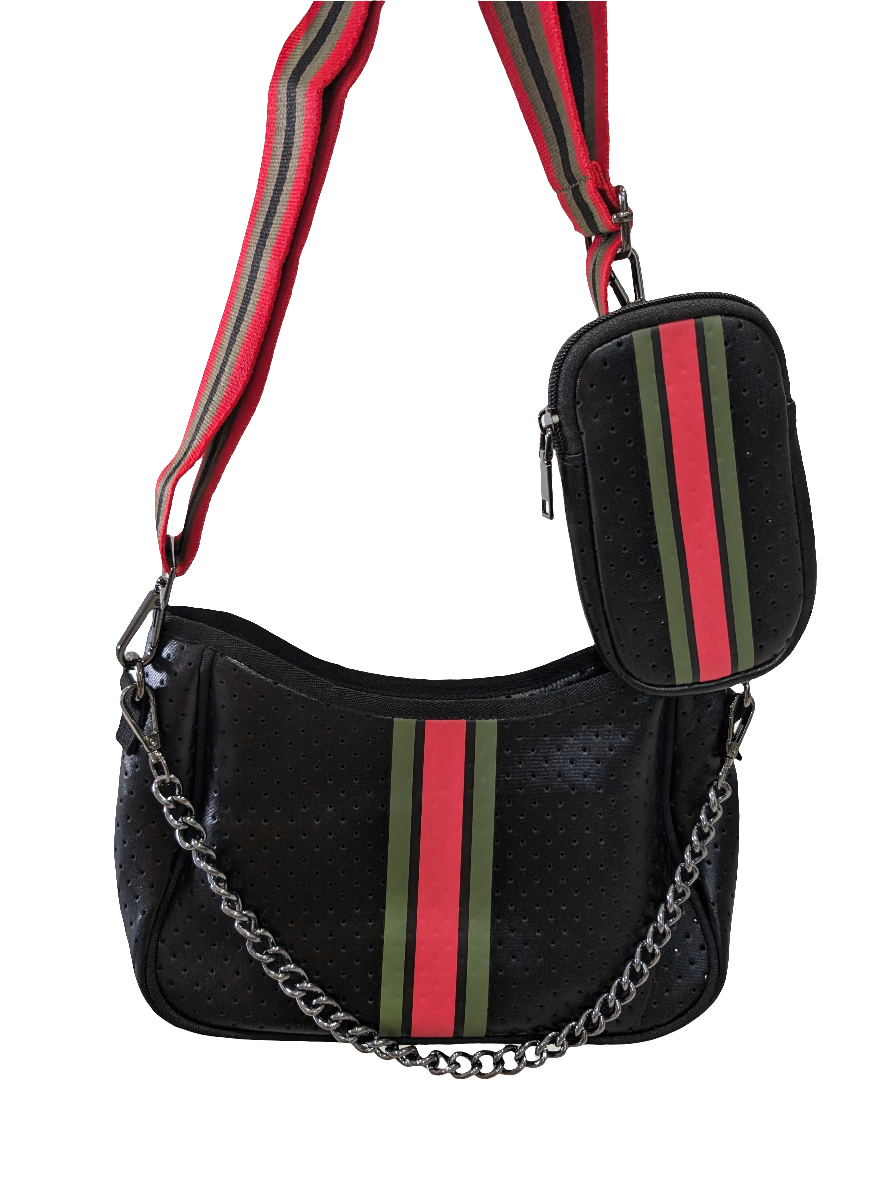 Handbag Neoprene with pouch - Black/Red