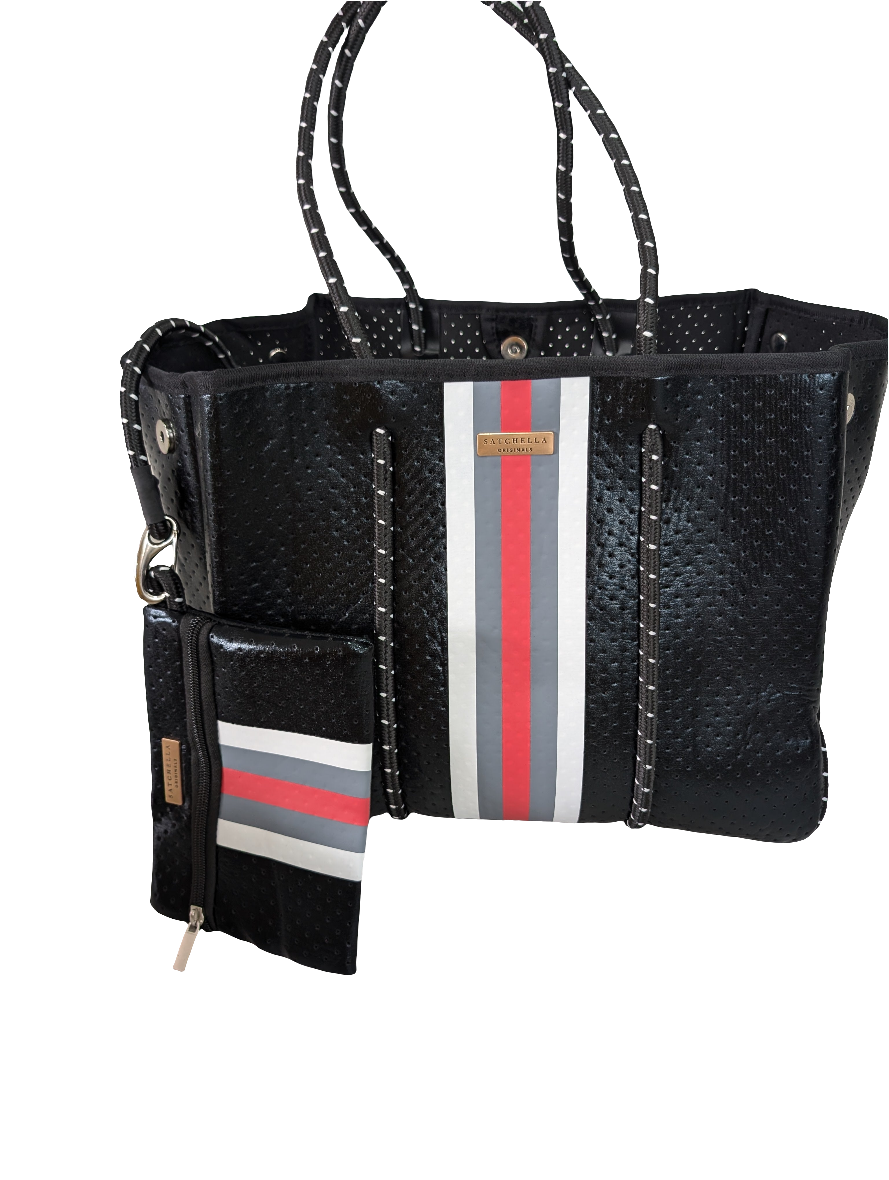 Printed Neoprene Large Tote by Satchella Originals - Black/Red