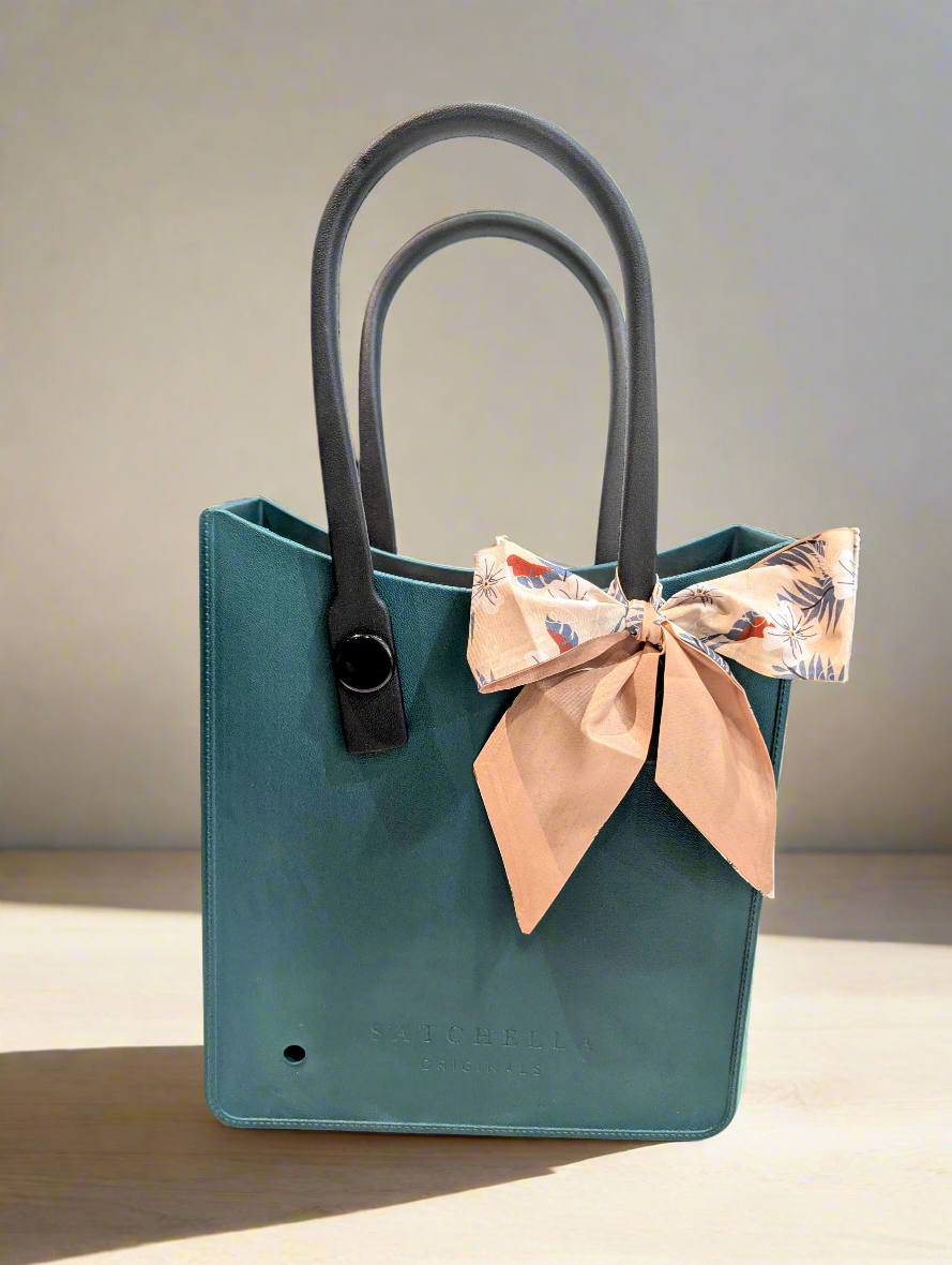 EVA Tote bag with Insert and charm - Dark Green/Orange