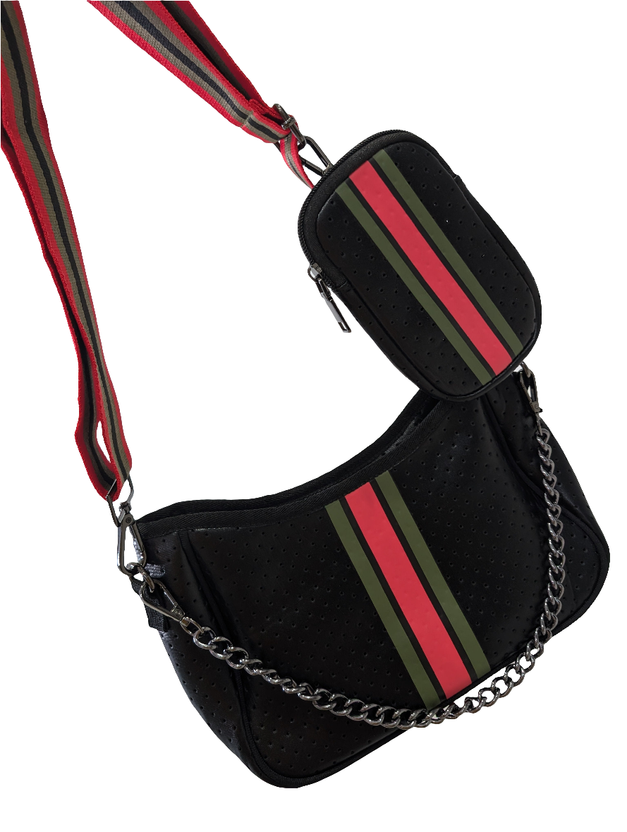 Handbag Neoprene with pouch - Black/Red