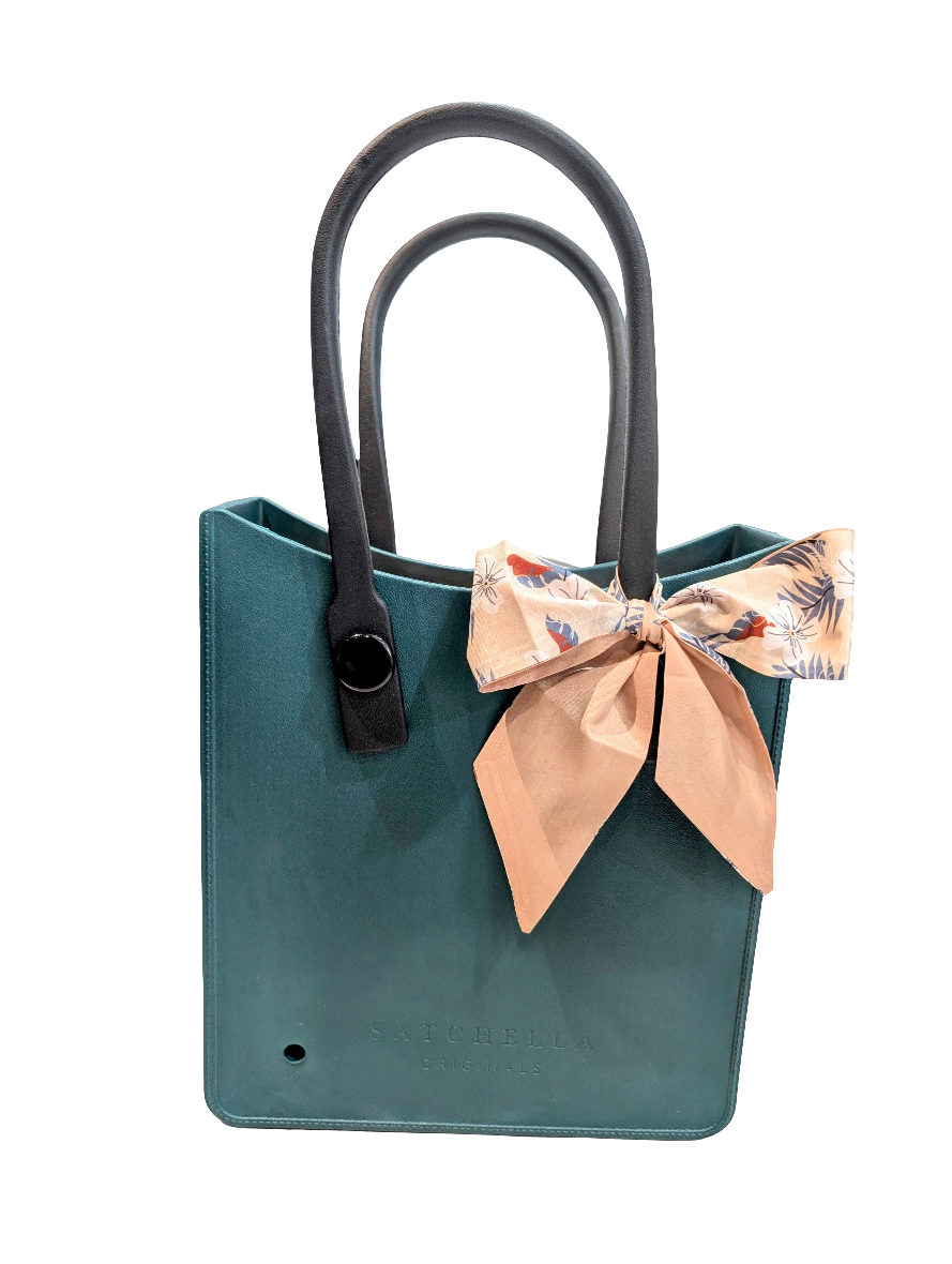 EVA Tote bag with Insert and charm - Dark Green/Orange