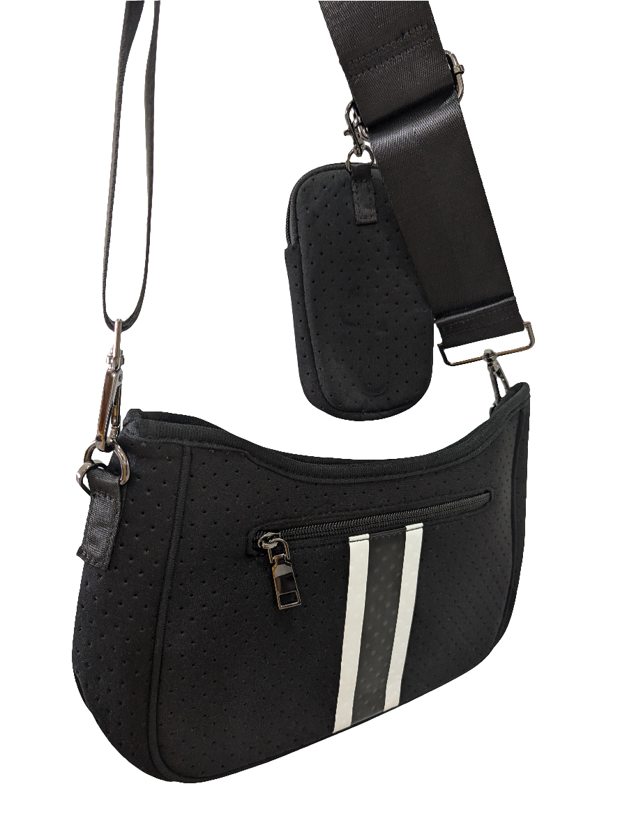 Handbag Neoprene with pouch - Black/White
