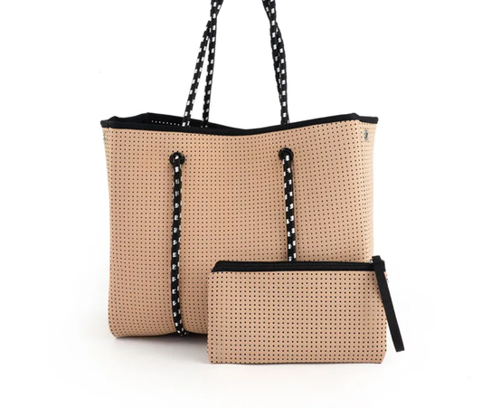 Neoprene Tote Handbag by Satchella Originals - Dark Brown