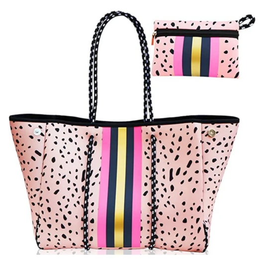 Neoprene Large Tote - NudePink/Gold