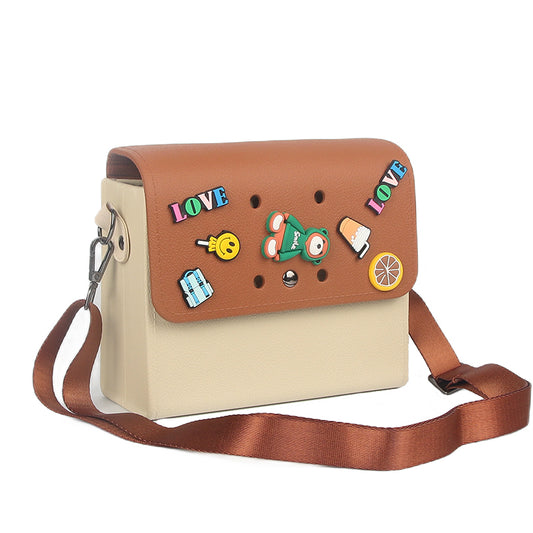 EVA Crossbody Bag with Charms - Beige/Brown