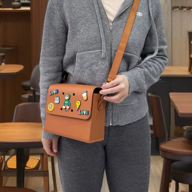 EVA Crossbody Bag with Charms - Brown