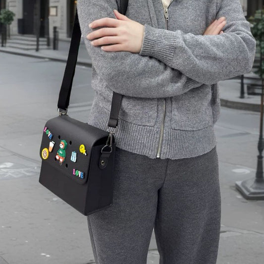 EVA Crossbody Bag with Charms - Black