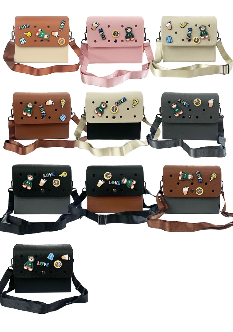 EVA Crossbody Bag with Charms - Beige/Brown