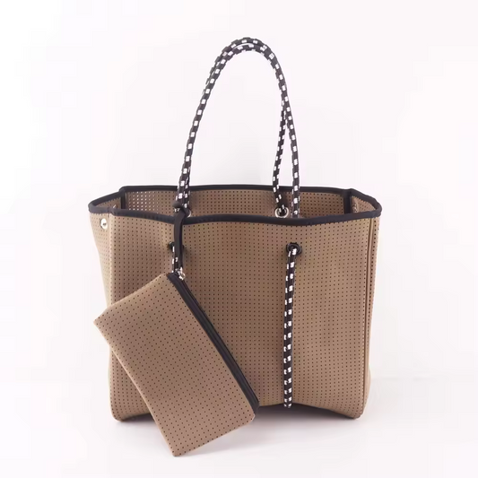 Neoprene Tote Handbag by Satchella Originals - Dark Brown