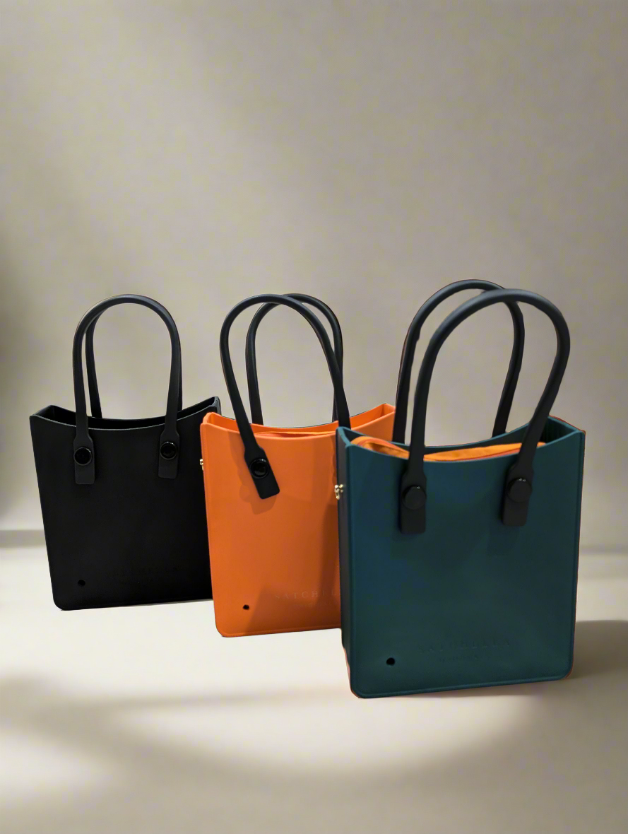 EVA Tote bag with Insert and charm - Dark Green/Orange