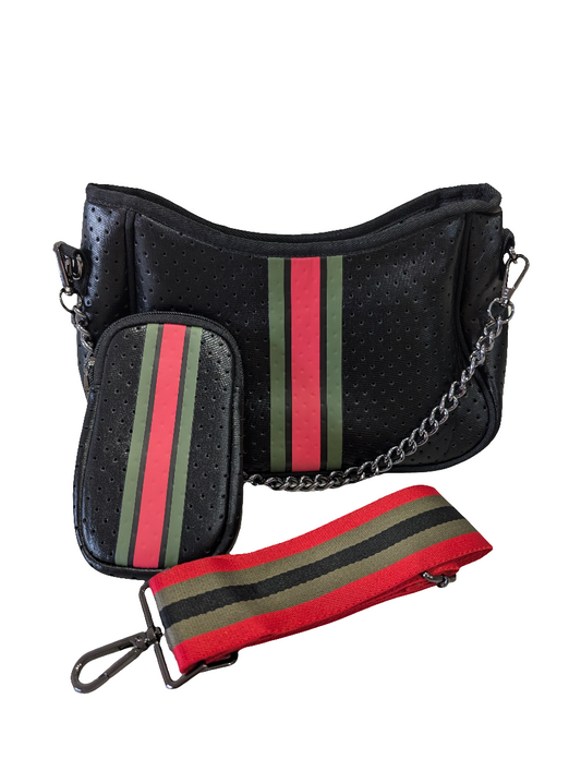 Handbag Neoprene with pouch - Black/Red