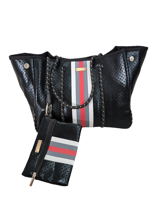 Printed Neoprene Large Tote by Satchella Originals - Black/Red