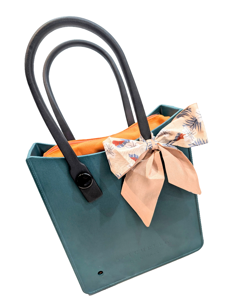 EVA Tote bag with Insert and charm - Dark Green/Orange
