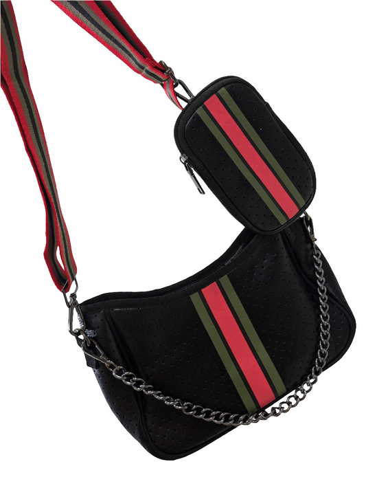 Handbag Neoprene with pouch - Black/Red