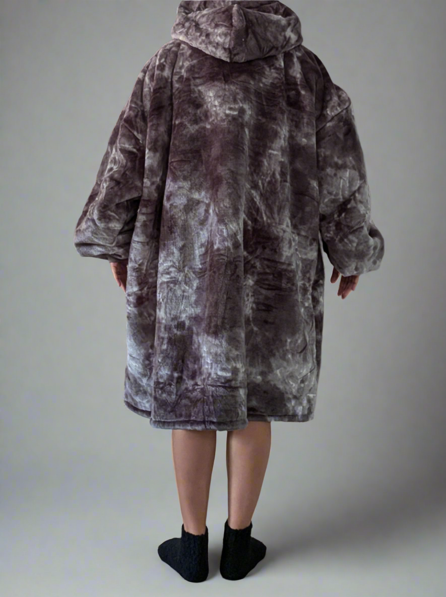 Oversized Hoodie with matching Bed Socks - Tye Dye Black/Grey