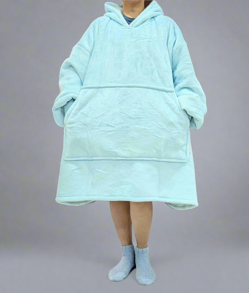 Oversized Hoodie with matching Bed Socks - Light Blue