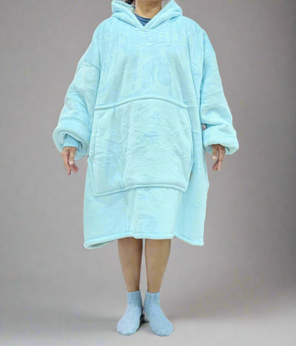 Oversized Hoodie with matching Bed Socks - Light Blue